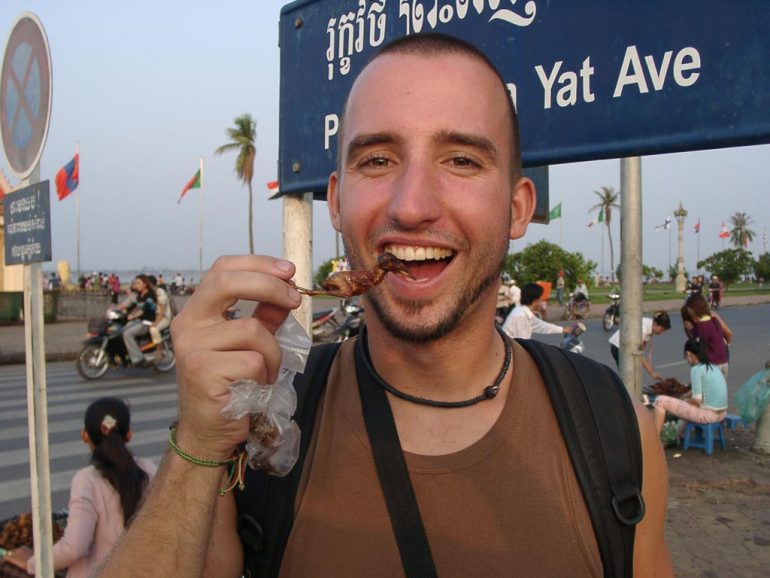 Strange foods: Marco Buch eating an unhatched bird