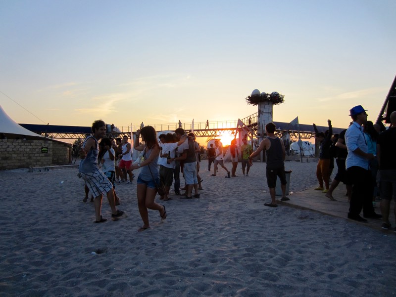 People dancing on the beach at Kazantip