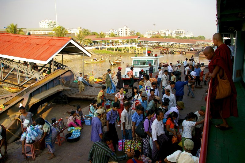 Boat stopping on the Ayeyarwaddy