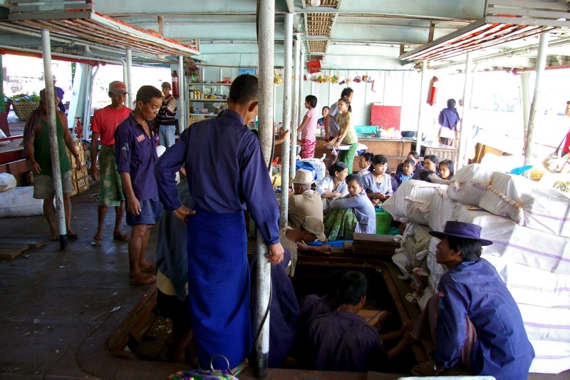 People aboard the boat on the Ayeyarwaddy