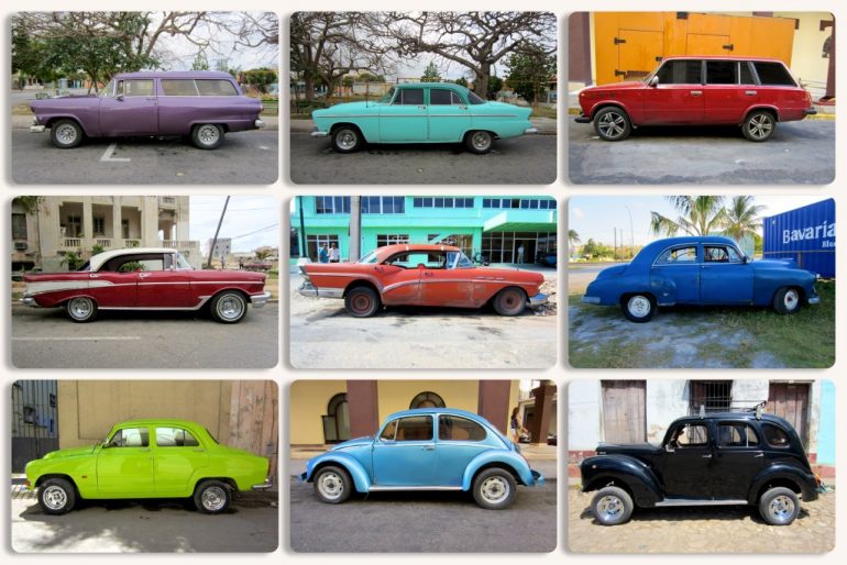 Cuba cars: Old cars of various color and brand