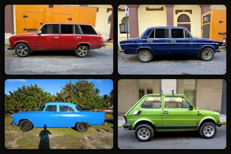 Cuba cars: Old cars of various color and brand