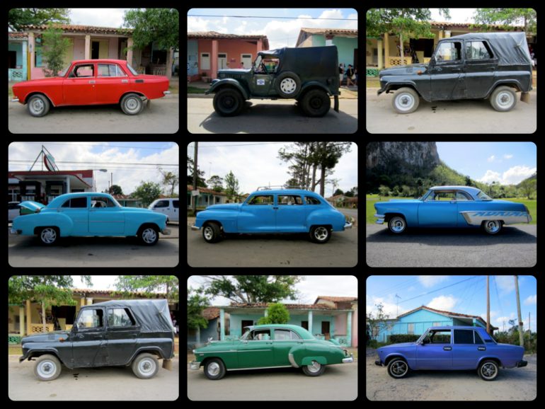 Cuba cars: Old cars of various color and brand