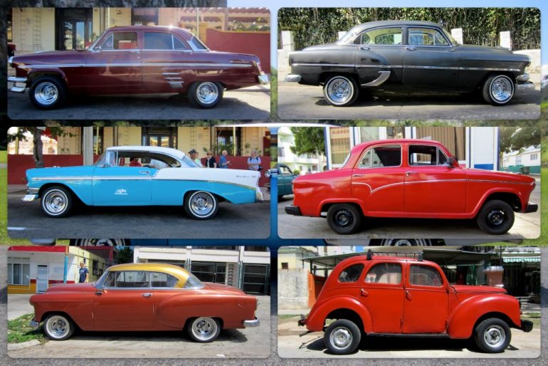 Cuba cars: Old cars of various color and brand