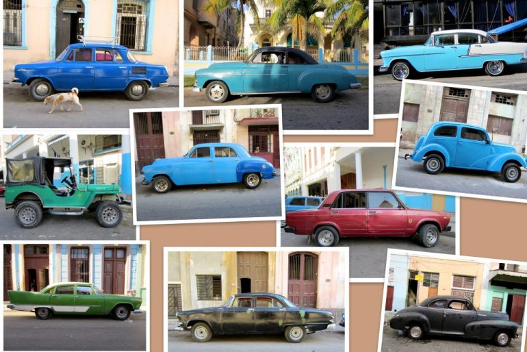 Cuba cars: Old cars of various color and brand