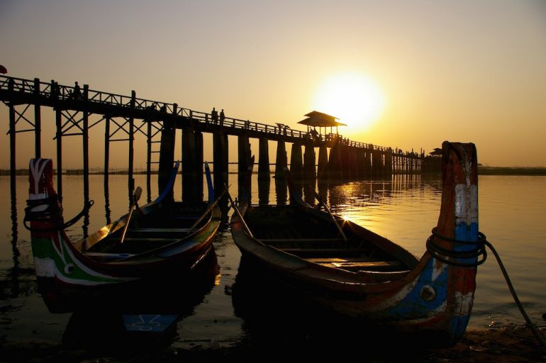 Lieblingsfotos: Boote vor der U-Bein Brücke, Myanmar