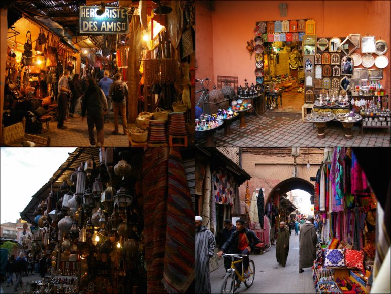 Menschen und Produkte in Marrakeschs Souks