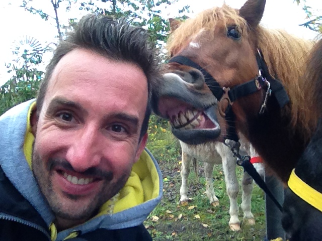 Say Cheese: Marco Buch with a smiling horse.