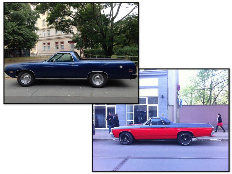 Oldtimer Berlin: Chevrolet El Camino in blau und rot