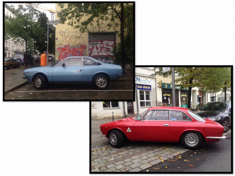 Oldtimer Berlin: Lancia in blau und rot