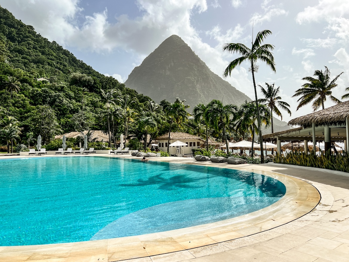 Palme Vulkan Piton Saint Lucia Karibik